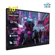 ZSUS  16" 2K Portable Monitor 100%sRGB 1600P IPS Screen Travel Gaming Computer Display for Steam Deck Laptop Switch PS4 PS5 Xbox
