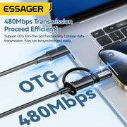 Essager Lighting To Type C Adapter 3A Fast Charging IOS Female to Type-C Male Connector For IPhone 15 14 13 Pro IPad Converter