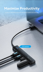 Concentrador USB Vention de 4 puertos ABS, USB 3.2 de 10 Gbps para portátil, adaptador divisor múltiple para accesorios de ordenador, Xiaomi y Macbook.