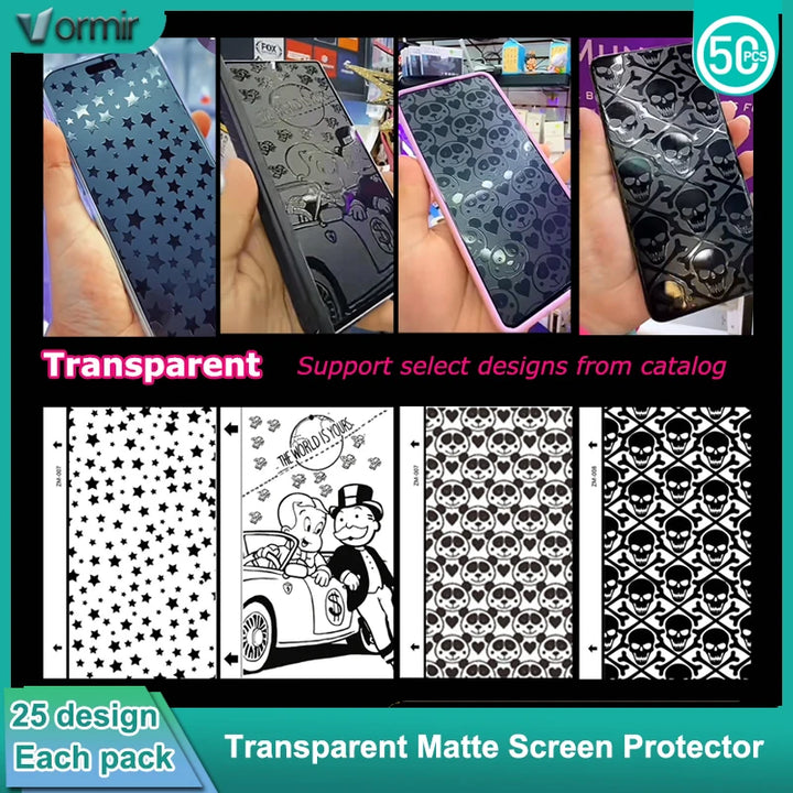 VORMIR 50pcs Protector de pantalla mate con diseño de hidrogel de TPU, pegatinas de piel para teléfono para máquina de corte de plotter, uso en tiendas 3C