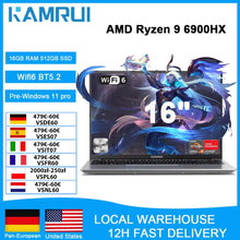 KAMRUI 16“ Gaming Laptop Ryzen9 6900HX 16GB 512GB PCIe3.0 SSD 8-Core Radeon 680M WiFi6 Windows11 Pro Backlit Keyboard for Gaming
