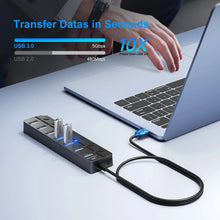 KEBIDUMEI USB 3.0 Hub with Individual On/Off Switches 4/7 Port Multi USB Splitter USB Hub 2.0 USB Expander Docking Stations