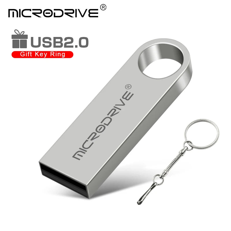 High Speed Memoria Flash Drive 8GB 32GB Pendrive 128GB 64GB Waterproof Pen Drive Flash USB 2.0 Metal Stick Key Custom Logo