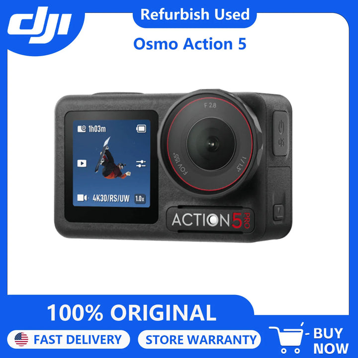 DJI Osmo Action 5 Pro Camera Open Box 1/1.3" Sensor 4K/120fps Video Subject Tracking 12h Extended Battery Life with 3 Batteries 1.5m Rod Battery Case