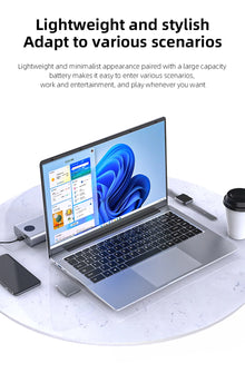 Computadora portátil ultradelgada de 14.1" con Windows 11 Pro, Intel Atom A3950, 12 GB de RAM, SSD de 1 TB/2 TB, notebook Full HD 1080p para oficina y estudio