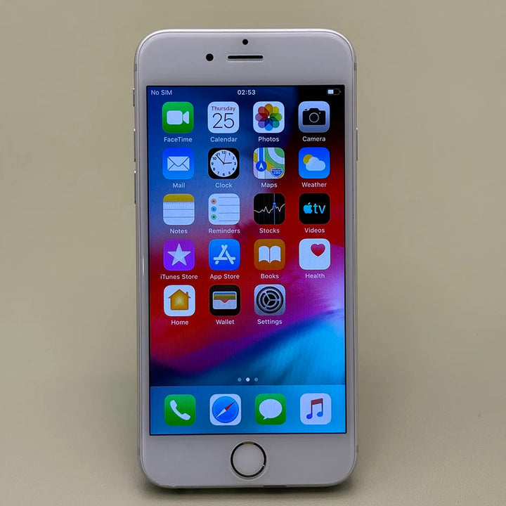 iPhone 6 original de Apple desbloqueado, 4.7 pulgadas, iOS 12, con huella dactilar; no permite usar ID de iCloud ni nuevas aplicaciones.