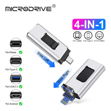 USB Flash Drives 4 in 1 Type C Compatible IPhone/iOS/Apple/iPad/Android & PC 256GB Lightning OTG Jump Drive 3.0 USB Memory Stick