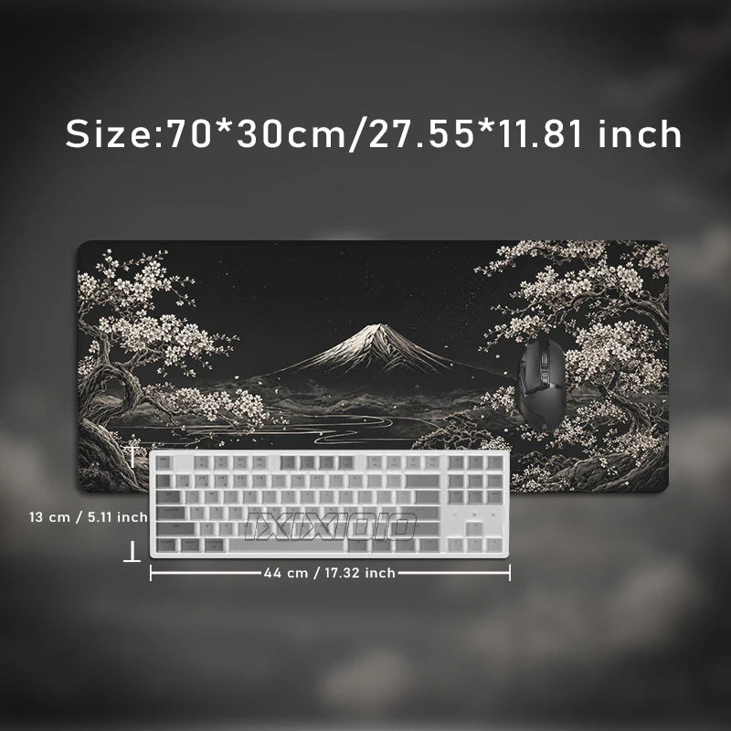 Mouse Pad Gamer Black Gold Fuji Moon Night printon demand Home Large HD Mousepad XXL Non-Slip Soft Office Accessories Mouse Mats