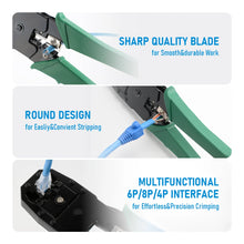 RJ45 Crimping Tool Kit Network RJ45 RJ11 Cable Tester Stripper Punch Down Tool Screwdrivers 10pcs Cat5 Plugs Boots Set
