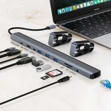 FC&EC Aluminum 4K HDTV 10 in 1 Type-C Hub PD 100W Charging USB 3.0 Data Transfer USB-C Docking Station Laptop Stand Base