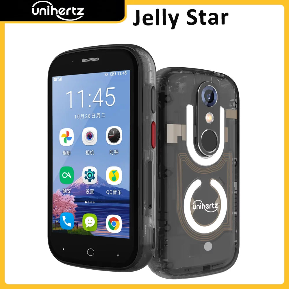 Unihertz Jelly Star Mini Smartphone 8GB 256GB Led Light Unlocked Transparent Backshell Cellphones For Spare Phone