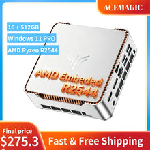 ACEMAGIC Mini PC AMD Ryzen Embedded R2544 16GB DDR4 512GB SSD Windows 11 Pro Dual Storage Up to 4TB Triple 4K Display Business D