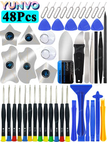 48Pcs Precision Screwdriver Repair Tool Kit, Metal Curved Screen Pry Spudger Opening Tools, SIM Eject Pin Pry Blade Tweezers