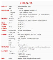 iPhone 14 liberado, 128GB/256GB ROM, 6GB RAM, 6.1" Super Retina OLED original, Face ID, NFC, chip A15 Bionic, 5G, doble eSIM, teléfono móvil
