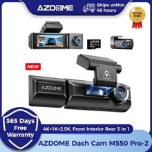 New AZDOME 4K M550 Pro Dash Cam Front Rear Interior 3 in 1 Car Camera 24H Parking Monitor Supercapacitor 5G WIFI GPS ADASCar DVR