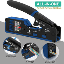 RJ45 Crimp Tool Kit Pass Through Cat6 Crimping Tool For Cat5 Cat5e Cat6 8P8C Connector, All-in-one Ethernet Crimper