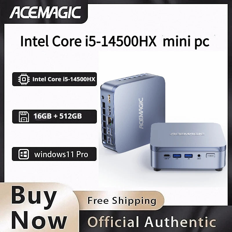 ACEMAGIC Intel Core I5-14500HX Mini PC 32GB DDR5 1TB NVMe SSD Gaming Mini Desktop Computer Windows 11 Pro 4K Triple Display