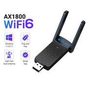 Adaptador WiFi 6 USB 3.0 de 1800 Mbps, Dongle Wi-Fi USB de 5 GHz/2,4 GHz, tarjeta de red inalámbrica 802.11ax con antena de alta ganancia para Windows 10 y 11