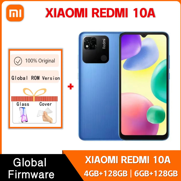 4G Smartphone Original Xiaomi Redmi 10A 5000mAh Smartphone 6.53' HD Display Helio G25 Octa Core 13MP Fingerprint Global Rom