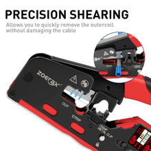 ZoeRax RJ45 CAT7 CAT6A Crimping Tool for Cat7/6a/6/5e Network Connector Wire Cutter Wire Stripper Ethernet Crimper with Blades