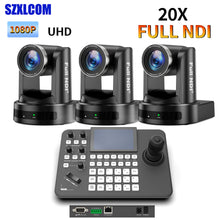 SZXLCOM 3-pack 20x Zoom Full NDI PTZ Camera 1080P HD PTZ Controll Keyboard Live Streaming Conference Camera
