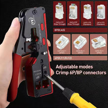 Rj45 Rj12 Rj11 Pass Through Crimp Plier Cat7 Cat6 Cat6A Cat5 Cat5e Stripping Crimping Tool with 8P/6P Ethernet Connectors