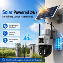 Solar 4G Security Camera 3MP+3MP Dual Lens PTZ IP66 Outdoor PIR Motion Detection V380 App No WiFi Wireless CCTV Camera Home Farm