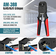 AMPCOM 12 in 1 Network Tool Kit, Professional Portable Ethernet Computer Maintenance LAN Cable Tester Crimper Cutter Repair Se