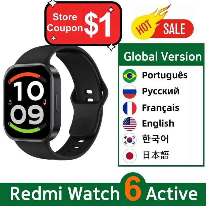 Global Version Xiaomi Redmi Watch 6 Active Smartwatch 1.85''AMOLED Screen 18 Days Battery Life Bluetooth Calling AOD Support