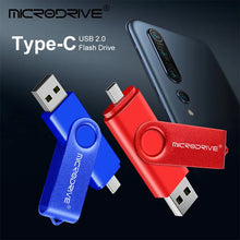 OTG USB + Type-C Dual-Interface USB Flash Drive - Rotating Waterproof Pen Drive 64GB -4GB Micro USB Stick External Storage