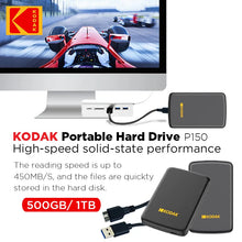 Original KODAK P150 2.5" Portable External Hard Drive 1TB/500GB USB 3.0 Fast Transmission for PC Laptop Smartphone Storage