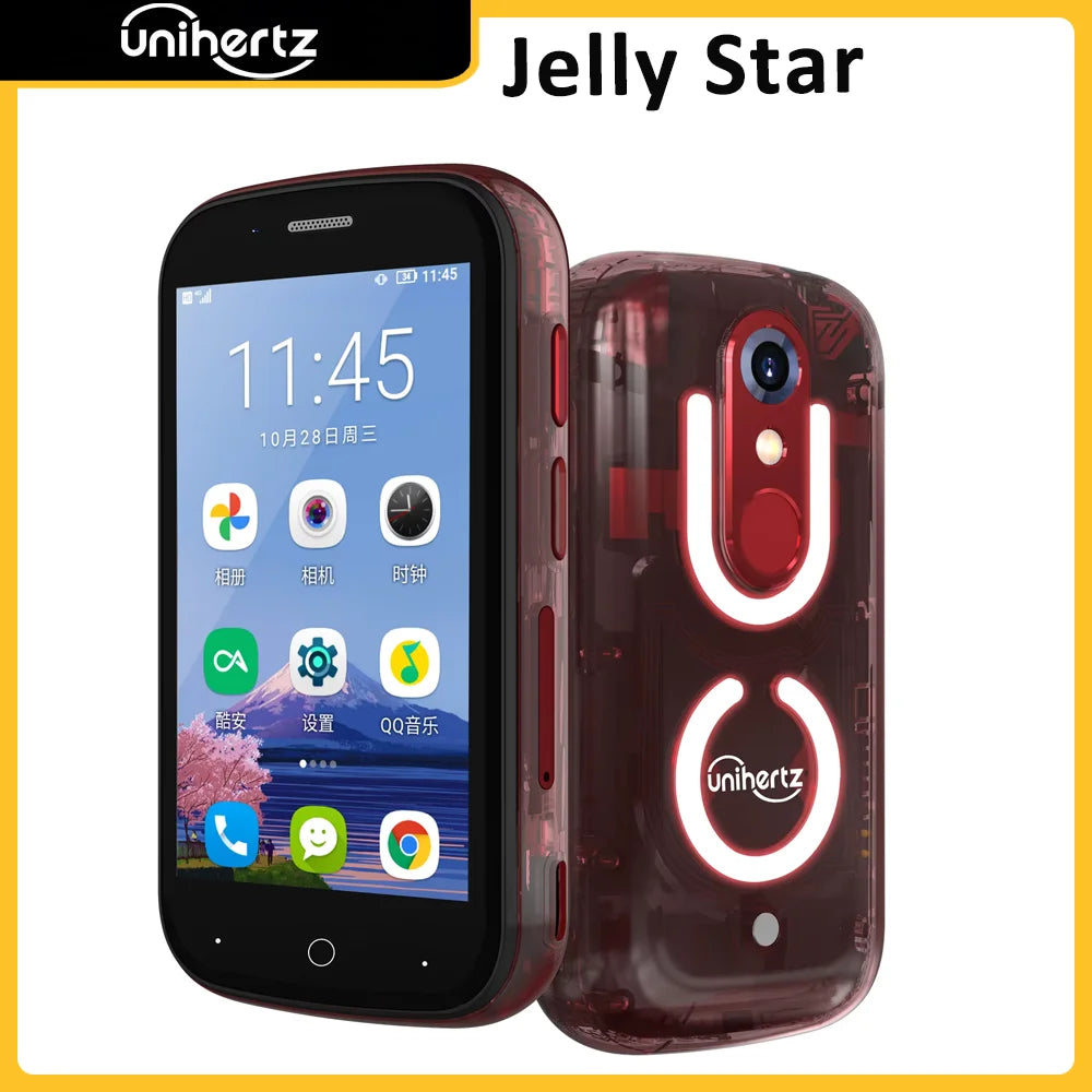 Unihertz Jelly Star Mini Smartphone 8GB 256GB Led Light Unlocked Transparent Backshell Cellphones For Spare Phone