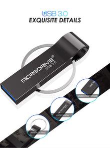 Metal USB Flash Drive Pendrive 16GB 32GB 64GB High Speed Memory Stick USB3.0 Disk 128GB Waterproof Key Ring