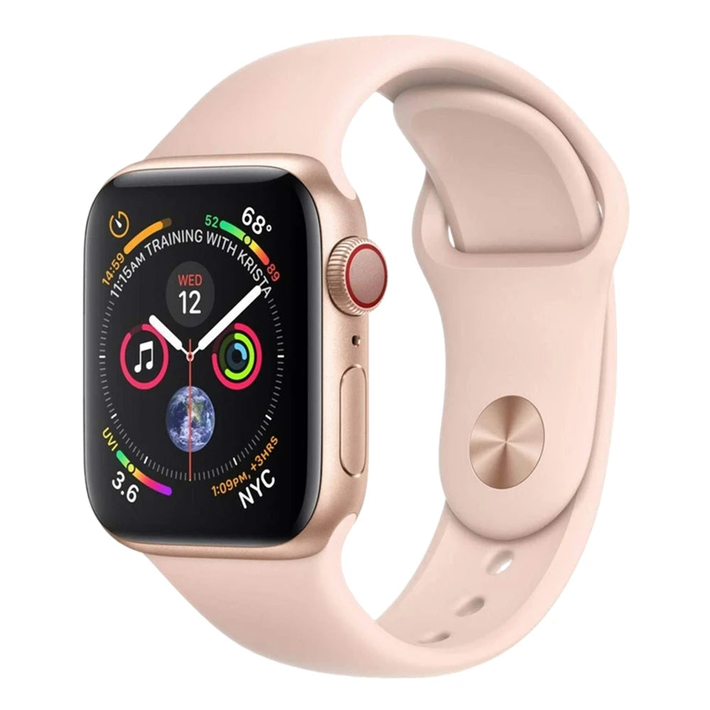 100% Original Apple Watch Series 4 Smartwatch 40MM/44MM GPS Aluminum with Sport Band (Renewed)