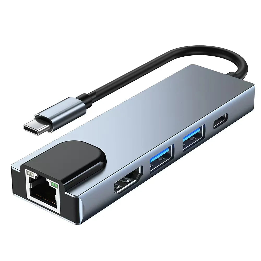 USB C HUB Type C Splitter Thunderbolt 3 Docking Station Laptop Adapter With For Macbook Air M1 iPad Pro 100M RJ45 HDMI SD/TF