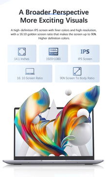 Computadora portátil ultradelgada de 14.1" con Windows 11 Pro, Intel Atom A3950, 12 GB de RAM, SSD de 1 TB/2 TB, notebook Full HD 1080p para oficina y estudio
