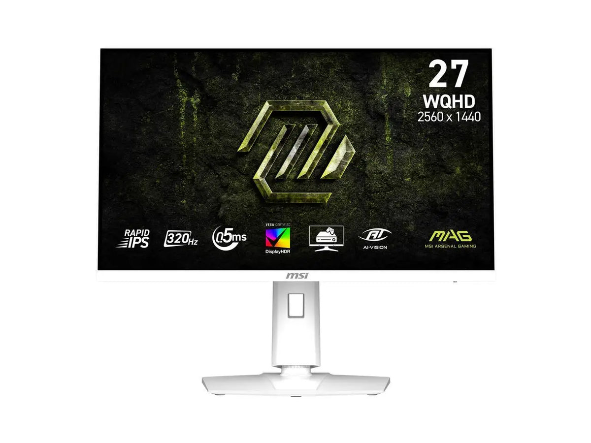 MSI 27" QHD 2K 1440P 320Hz IPS with FreeSync (Adaptive Sync) HDR400 Ai Vision with Height Adjustable, Pivot, Swivel & Tilt stand white color Gaming Computer Monitor MAG 274QRFW X32