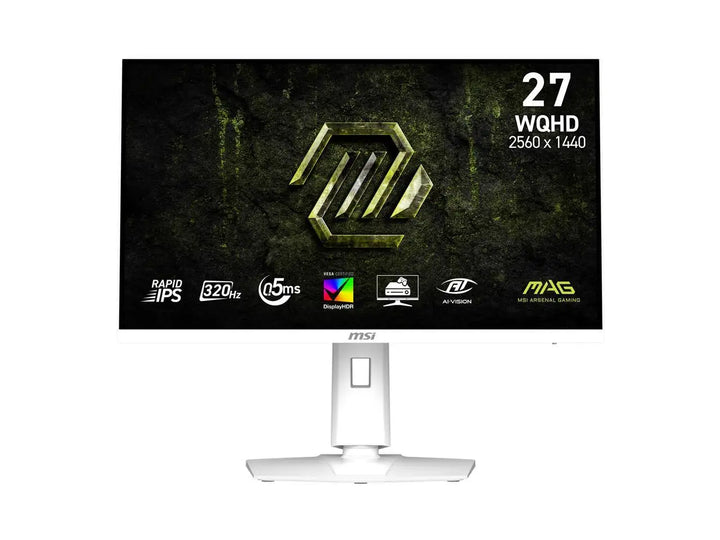 MSI 27" QHD 2K 1440P 320Hz IPS with FreeSync (Adaptive Sync) HDR400 Ai Vision with Height Adjustable, Pivot, Swivel & Tilt stand white color Gaming Computer Monitor MAG 274QRFW X32