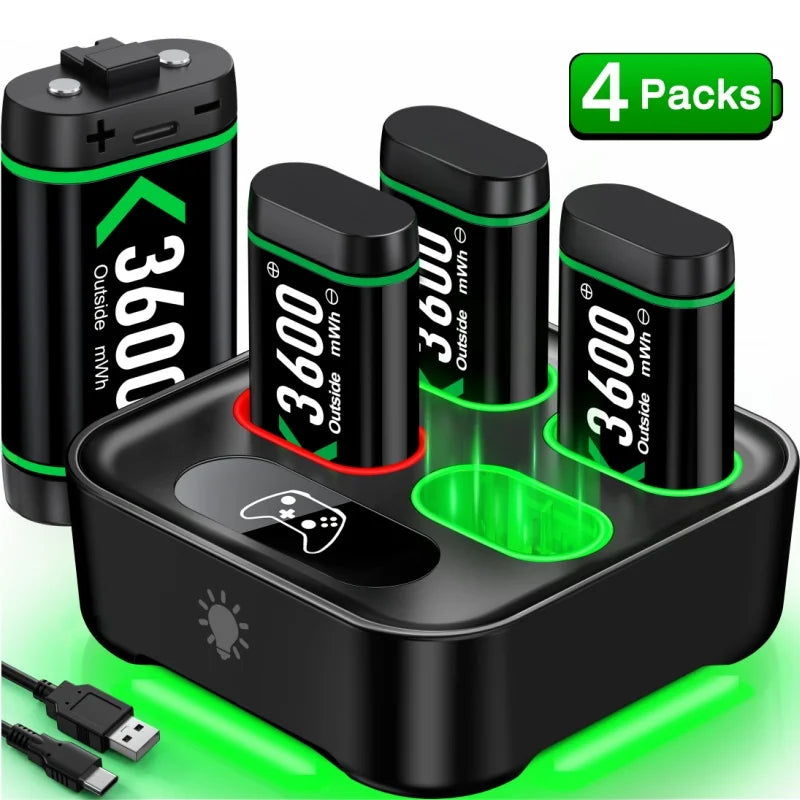 Rechargeable Battery for Xbox One Controller 4 x 3600mWh Battery for Xbox One/Xbox Series X/S Charging Accessories  ﻿