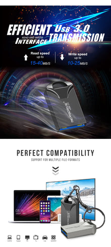 Mini USB 3.0 Flash Drive 128GB 64GB 32GB 16GB High Speed Memory Flash USB3.0 Stick Small U Disk with Key Chain