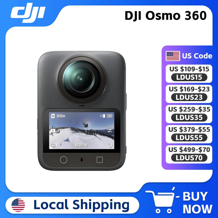 DJI Osmo 360 con sensor de 1 pulgada, imagen 360°, video nativo 8K 360°, 4K/120fps y video Boost de 170°. Producto original en stock.