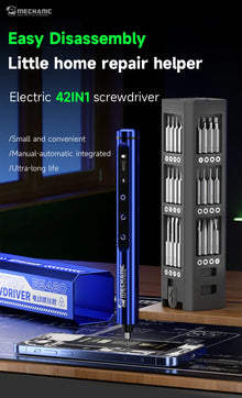 MECHANIC ES420 42-in-1 Set Electric Screwdriver with LED Light Magnetic Bits Dual Mode Electric and Manual Repair Tool Kit