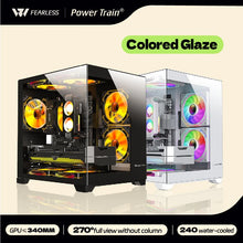 Power Train Coloured Glaze PC Case Sea View Room 270° Full View Without Column Desktop Chassis Support 240 Water Cooler