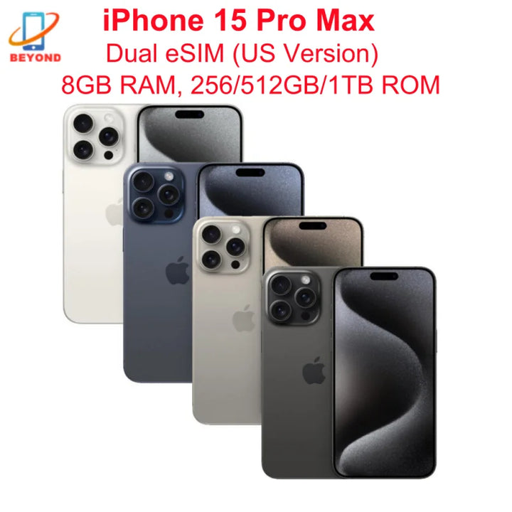iPhone 15 Pro Max Dual eSIM 6.7" LTPO Super Retina XDR OLED original, Face ID, NFC, A17 Pro, 8GB, 256/512GB/1TB, 98% nuevo, teléfono móvil 5G