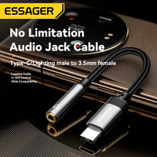 Adaptador de audio Essager de Lightning a jack de 3.5 mm, cable auxiliar para auriculares, adaptador de USB tipo C a 3.5 mm, OTG tipo C para iPhone, Xiaomi, OnePlus