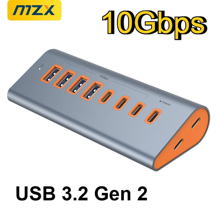Estación de acoplamiento MZX USB 3.2 Hub de 10 Gbps, expansor tipo C para escritorio, concentrador para computadora, PC, laptop y accesorios para Macbook