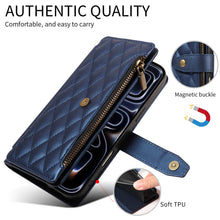 Flip Cover Embroidered Wallet Case for iPhone 18 Pro Max 17 Pro 16 Plus 15 14 13 Mini 12 11 Pro with Multiple Card Slots, Zipper for Coins, Portable Wrist Strap, Faux Leather Protective Case