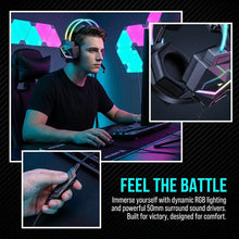 ONIKUMA Gaming Headset Wired Headset Player PC PS4 with RGB Lighting HD Flexible Microphone Headset for Xbox PS5 PC Games