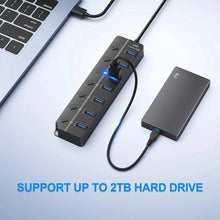 KEBIDUMEI USB 3.0 Hub with Individual On/Off Switches 4/7 Port Multi USB Splitter USB Hub 2.0 USB Expander Docking Stations