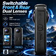 4K Panoramic Action Camera 200 Degree Wide Angle Dual Lens 2.0 IPS Portable Vlog Camera for Cycling Travel Outdoor Sports Camera